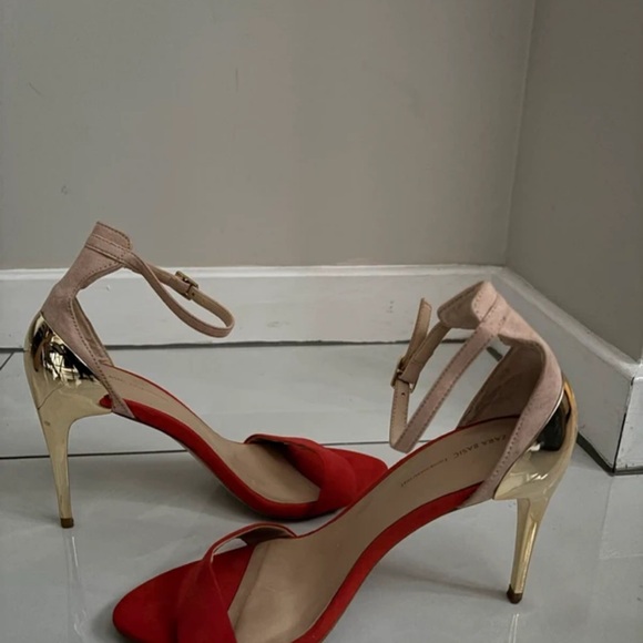Zara Shoes - Zara Red and Gold Heels